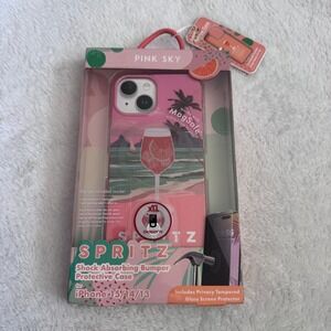 Pink Sky Spritz for iPhone 15 14 13 MagSafe Case and Privacy Screen Protector